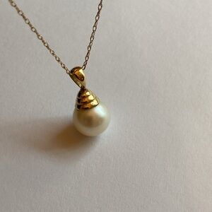 14K gold✨10mm Akoya pearl✨solitaire pendant necklace